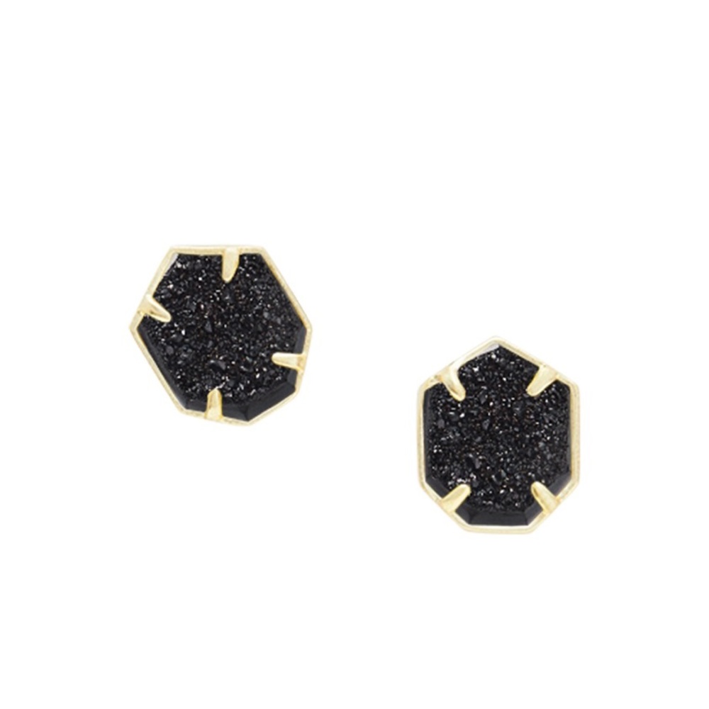 Kendra Scott Color Bar Taylor Black Drusy Earrings